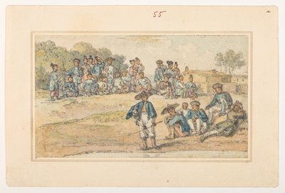 f.11 55 中国語研究、  1792年から1794年にかけてマッカートニー卿の中国皇帝への大使館で作成された風景、海岸線、衣装、日常生活の372枚の絵のアルバムから（紙に鉛筆と水彩） 作： William Alexander