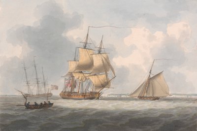パイロットを待つフリゲート艦 作： William Anderson