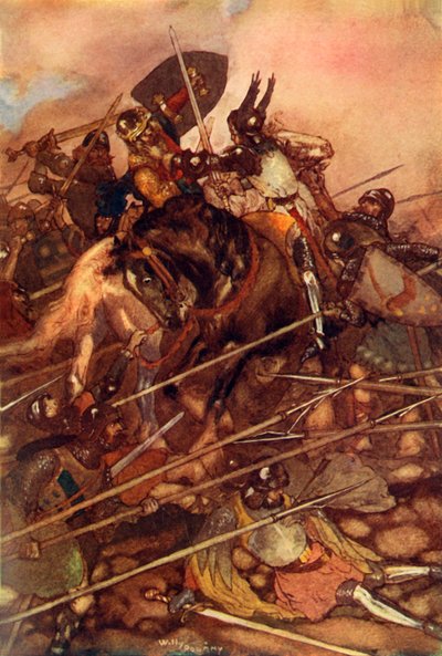 ジークフリートがルデガストを捕らえる」1919年 作： William Andrew Pogany
