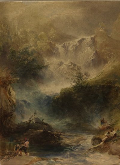 トークの滝、キラーニー、1860年頃（紙に水彩、鉛筆） 作： William Andrews Nesfield