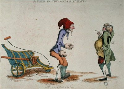 1773年5月、ヘイズの庭での覗き見（彩色済み彫刻） 作： William Austin