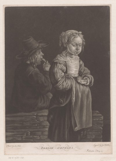 一枚のパンを持つ 2 人の孤児 教区の孤児 (オブジェクトのタイトル) 作： William Baillie