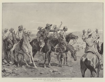 カファイア、予備の馬を抱え、遠くからの戦いを目撃 作： William Barnes Wollen