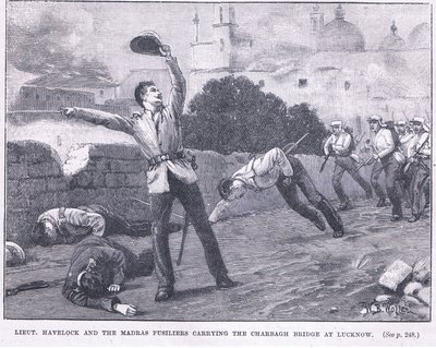 リュート。 1857年のラクナウでCharbagh橋を運ぶハブロックとマドラスの戦士 作： William Barnes Wollen