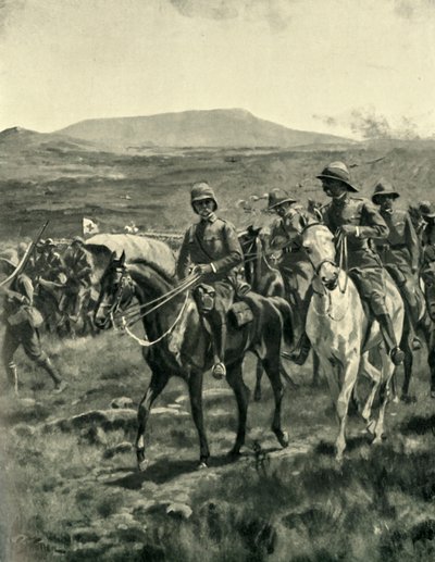 1901年にプレトリアに近づくVeldtのロバーツ卿とスタッフ。 作： William Barnes Wollen