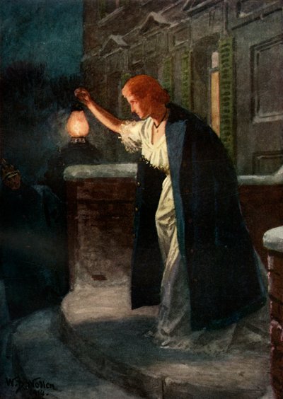 彼女は立って、1914年にランタンをゆっくりと左右に振った。 作： William Barnes Wollen