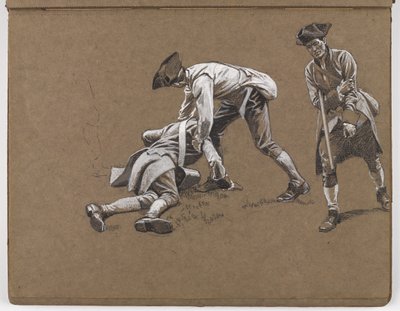 ウィリアムバーンズウォレンによる油絵の研究、1775年のレキシントンの戦い？ 作： William Barnes Wollen