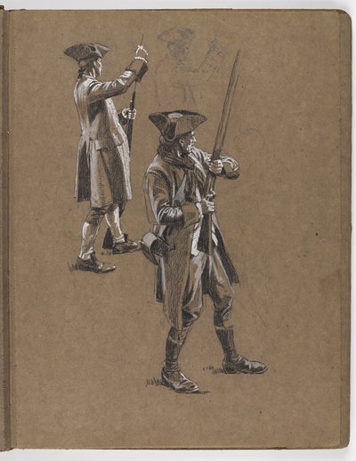 ウィリアムバーンズウォレンによる油絵の研究、1775年のレキシントンの戦い？ 作： William Barnes Wollen
