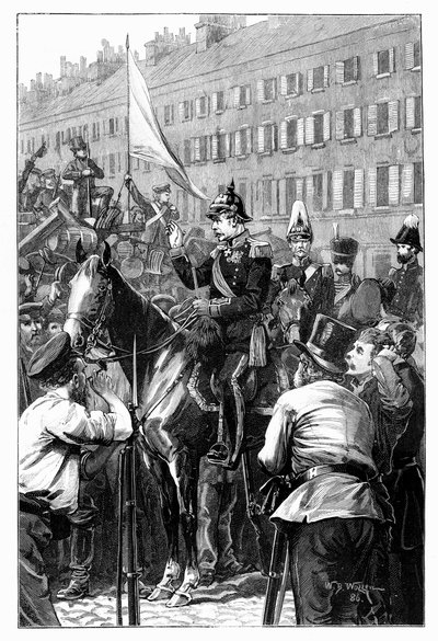 プロイセンの王、ベルリン市民の演説、1848年、1900年。 作： William Barnes Wollen