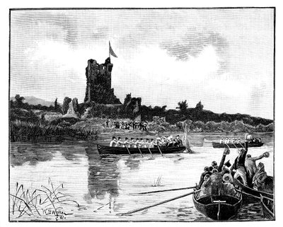 アイルランドのロイヤルツアー、1887年、キラーニーのロス城への訪問 作： William Barnes Wollen