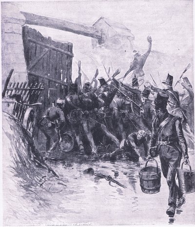 ラヘイサントへの攻撃、イギリス海と陸の戦い、1915年のイラスト 作： William Barnes Wollen