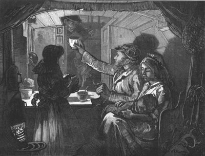 運河の生活-モンキーボートでのティータイム、1874 作： William Bazett Murray