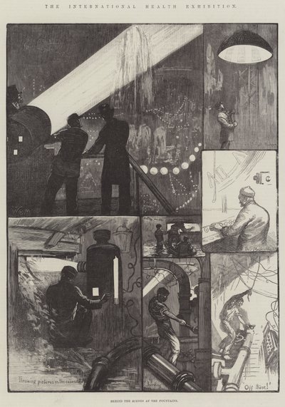 噴水の舞台裏で行われる国際健康展 作： William Bazett Murray