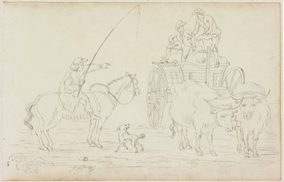 Oxcart Blocking the Way（紙に鉛筆（M754の紙に）） 作： William Beilby