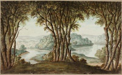 木々に見える川の風景 作： William Beilby