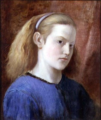 青い服を着た少女の肖像（油彩・キャンバス） 作： William Bell Scott