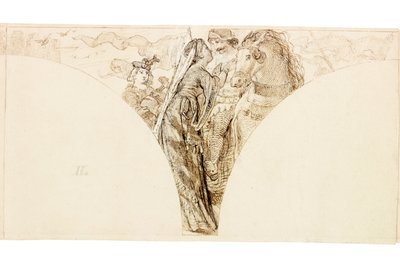 ウォリントンホールの壁画のスケッチ（ボディカラー） 作： William Bell Scott