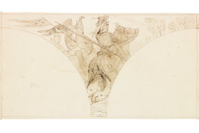 ウォリントンホールの壁画のスケッチ（ボディカラー） 作： William Bell Scott