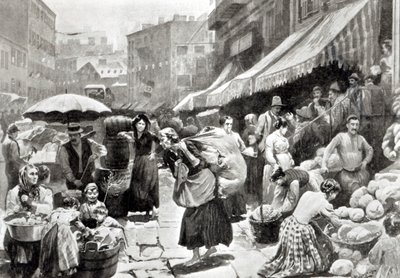 ニューヨークのマルベリーベンドイタリアンコロニー、「ハーパーズウィークリー」誌のイラスト 作： William Bengough