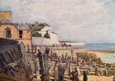 桟橋から見たブロードステアーズの古い町並み（カラーリトグラフ） 作： William Biscombe Gardner