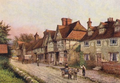 教会堂の角から見たチディングストーン（カラーリトグラフ） 作： William Biscombe Gardner