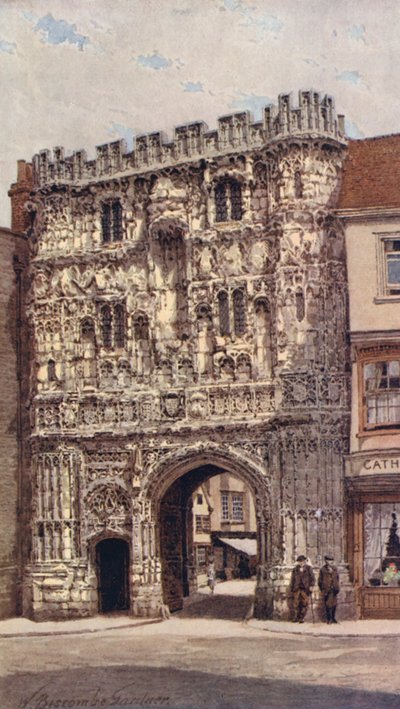 クライスト・チャーチ・ゲート、カンタベリー（カラーリトグラフ） 作： William Biscombe Gardner
