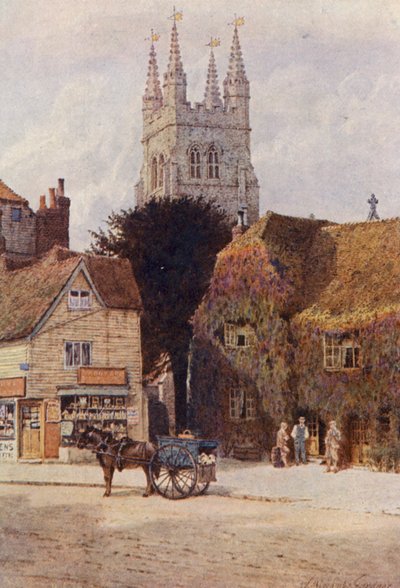テンターデン、チャーチ・アンド・ウールパック・ホテル（カラーリトグラフ） 作： William Biscombe Gardner