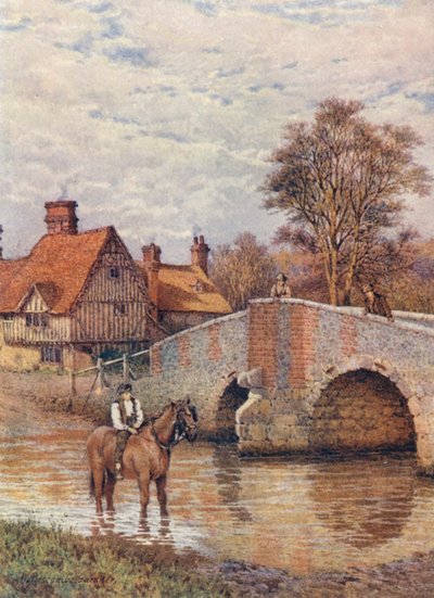 ダレント川のアインスフォード橋（カラーリトグラフ） 作： William Biscombe Gardner