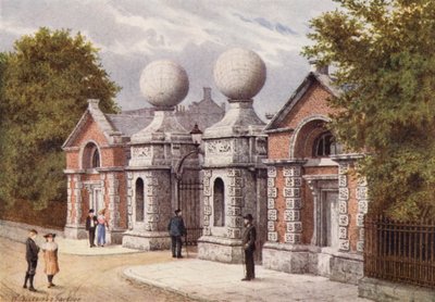 王立海軍大学グリニッジ校正面玄関（カラーリトグラフ） 作： William Biscombe Gardner