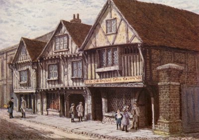 ファヴァシャム、ウェスト・ストリートの古い家屋（カラーリトグラフ） 作： William Biscombe Gardner