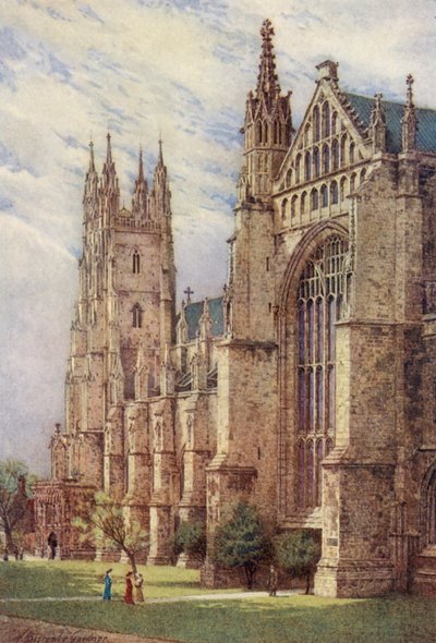 カンタベリー大聖堂南西翼廊と聖ジョージ塔（カラーリトグラフ） 作： William Biscombe Gardner