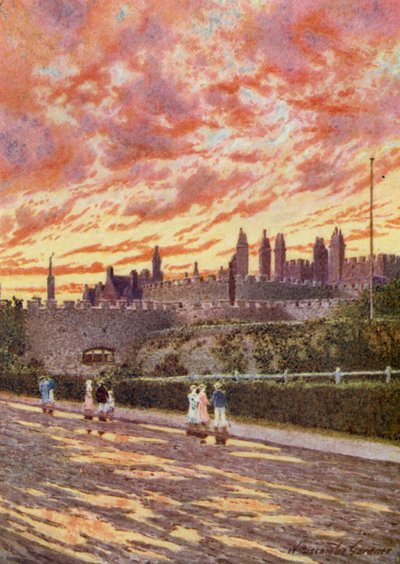 嵐の日の終わり、ディール城（カラーリトグラフ） 作： William Biscombe Gardner
