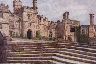 ハドン・ホール、ローワー・コートヤード（カラーリトグラフ 作： William Biscombe Gardner