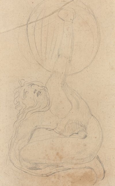 盾を持ったしゃがみ姿 [裏面] 作： William Blake