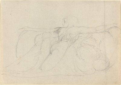 後ろから見た男、雲の上に昇る 作： William Blake