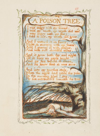 毒の木。純真と経験の歌、1825年頃 作： William Blake