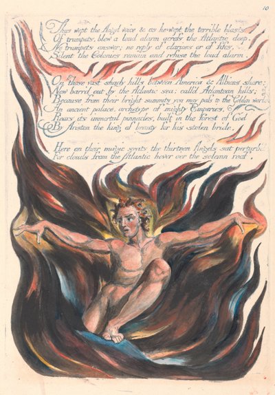 アメリカ。予言、プレート12、このように天使の声を泣いた.... 作： William Blake