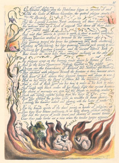 アメリカ。予言、プレート17、アルビオンの天使について.... 作： William Blake