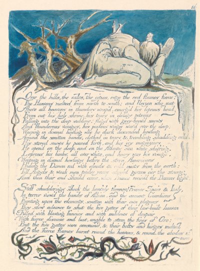 アメリカ。予言、プレート18、丘を越えて.... 作： William Blake