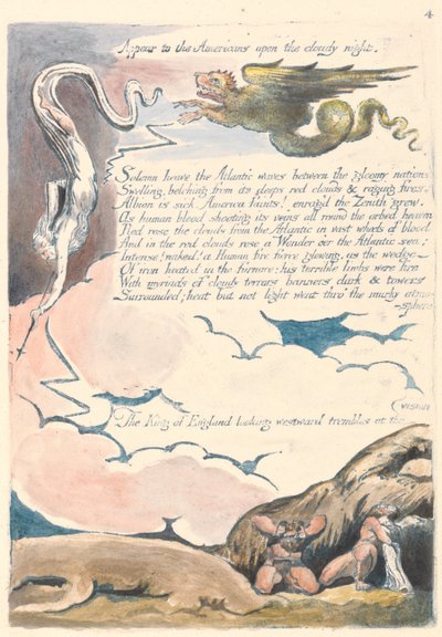 アメリカ。予言、プレート6、アメリカ人に現れる…。 作： William Blake