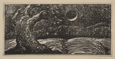 1821年、バージルのソーントンズ・パストララルからのブラスト・ツリーとフラットド・クロップ。 作： William Blake