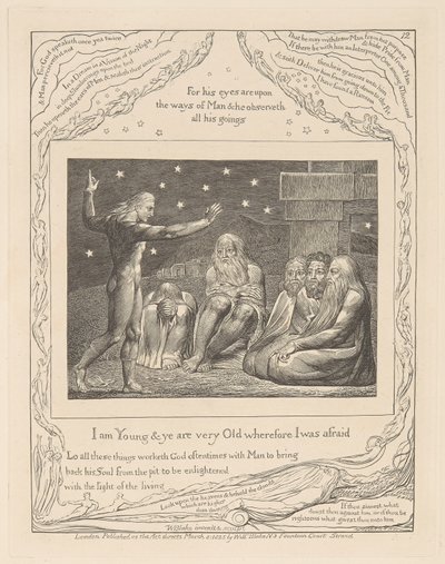 ヨブ記、プレート12、エリフの怒り 作： William Blake