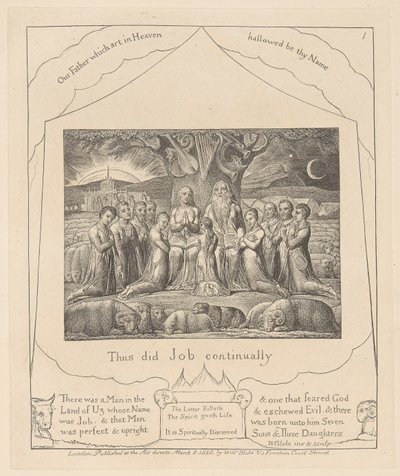 ヨブ記、プレート 1、ヨブとその家族 作： William Blake