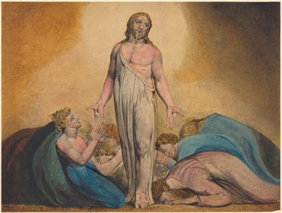 復活後、弟子たちに現れるキリスト、1795年頃（水彩とテンペラによる版画） 作： William Blake