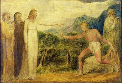 バルティマエウスに視力を与えるキリスト（キャンバスにペンとインクを使ったテンペラ） 作： William Blake