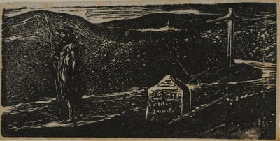 コリネの旅：ヴァージルの牧歌』より「ロンドンまでのマイルストーン」LXIIマイル 作： William Blake