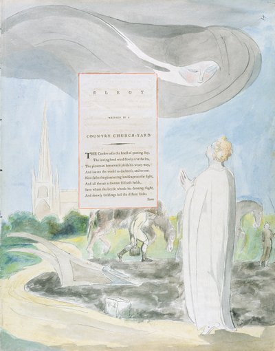 「カントリーチャーチヤードで書かれたエレジー」、「トマス・グレイの詩」のデザイン107 作： William Blake
