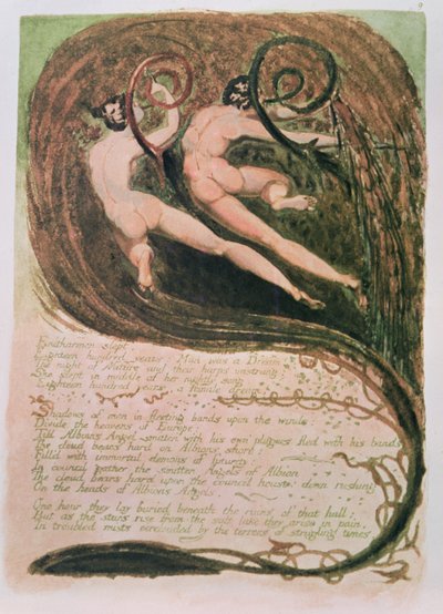 ヨーロッパの予言; Entharmonが眠り、トウモロコシの荒廃したMildews、c.1794（レリーフエッチング、トイレ） 作： William Blake