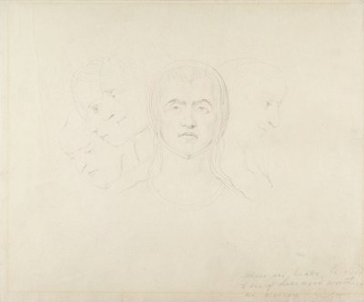 女性の5つの先見の明のあるヘッド、1820年頃（紙に黒鉛） 作： William Blake