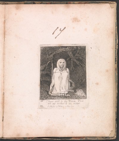 子供のための。パラダイスの門、プレート18、私はワームに言いました。 。 。 。 作： William Blake